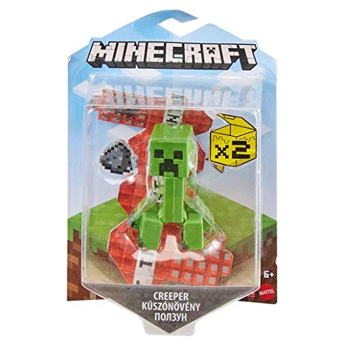 Minecraft Creeper Figura articulada de juguete con cubos de papel para construir, regalo para niños +6 años (Mattel GTT45)