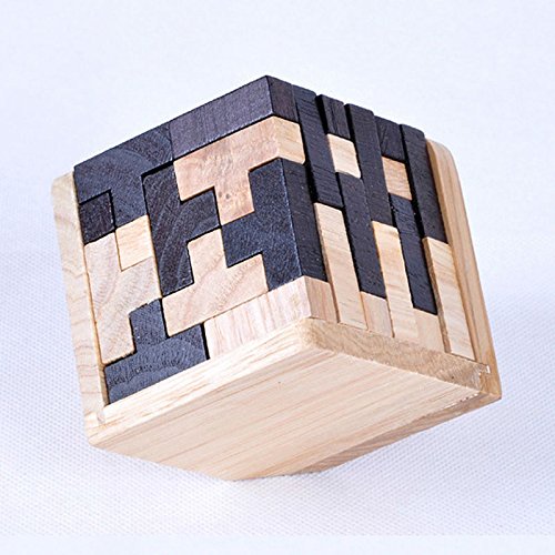 MINGZE Rompecabezas de Madera Puzzle Teaser Toy 54 Bloques de Tetris en Forma de T Juegos de Inteligencia geométrica Rompecabezas de Esfera para Adultos / niños