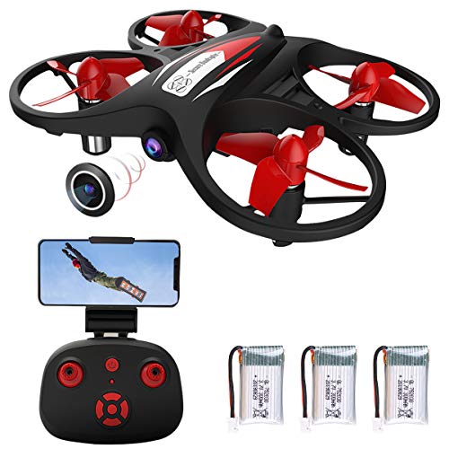 Mini Drone para niños 2.4G WiFi FPV Drone con cámara 720P WiFi Transmisión en Tiempo Real Sensor de Gravedad Altitud Hold Modo sin Cabeza Control de la aplicación (con 3 baterías)