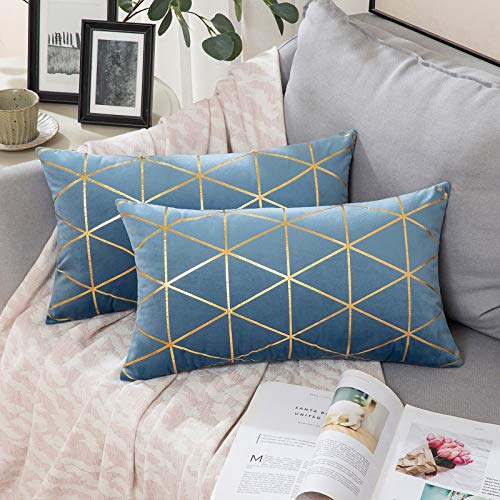 MIULEE 2 Piezas Funda de Cojines Cuadrado Estampado Dorado Funda de Almohada Elegante y Suave para Sofá Silla Oficina Cama Decorativa Moderna Decoración del Hogar Habitación 30x50cm Agua Azúl MIULEE 2 Piezas Funda de Cojines Cuadrado Estampado Dorado Funda de Almohada Elegante y Suave para Sofá Silla Oficina Cama Decorativa Moderna Decoración del Hogar Habitación 30x50cm Agua Azúl