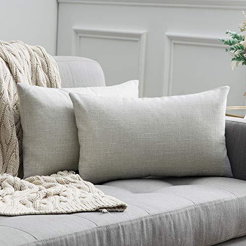 MIULEE Cojines Lumbar Decorativos Fundas De Cojines De Lino De Estilo De Casa Rural Fundas De Almohadas De Decoración Vintage para Sofá 12 X 20 Pulgadas 30 X 50 Cm 2 Piezas Blanco Grisáceo MIULEE Cojines Lumbar Decorativos Fundas De Cojines De Lino De Estilo De Casa Rural Fundas De Almohadas De Decoración Vintage para Sofá 12 X 20 Pulgadas 30 X 50 Cm 2 Piezas Blanco Grisáceo