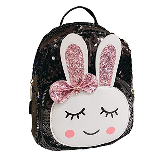 Mochila de Lentejuelas Reversibles para niñas pequeñas,Bolso de Escuela de Lentejuelas de Moda para niños Mochila para guardería de niñas pequeñas Conejo Encantador Negro Mochila de Lentejuelas Reversibles para niñas pequeñas,Bolso de Escuela de Lentejuelas de Moda para niños Mochila para guardería de niñas pequeñas Conejo Encantador Negro