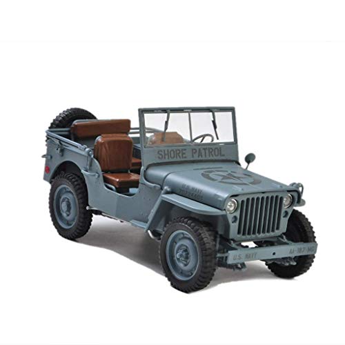 Modelo de automóvil Jeep modelo una y dieciocho Naval recubierto edición limitada aleación coche modelo exclusivo de colección modelo (Color: azul, Tamaño: el 18.5CM * 8.5CM * 10 cm) liuchang20
