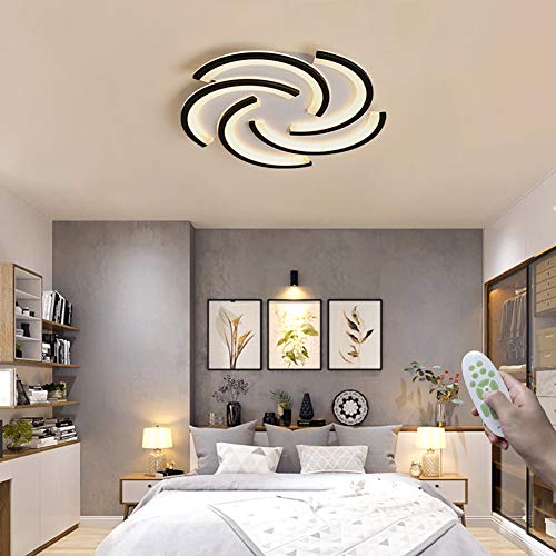 Moderno LED Regulable Lámpara de techo Forma de flor Diseño Lámpara de dormitorio, con mando a distancia Negro Redondo Dormitorio Plafón 36W Metal Acrílico, Para Cuarto de los niños Oficina