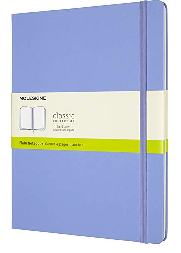 Moleskine - Cuaderno Clásico con Hojas en Blanco, Tapa Dura y Cierre con Goma Elástica, Tamaño XL 19 x 25 cm, Color Azul Hortensia, 192 páginas