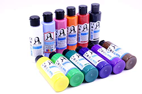 Monalisa Pintura Acrílica, Juego de 12 Colores (70 ml. Blue Sky), Resistente al Agua, para Niños, Adultos, Pintores Aficionados y Estudiantes
