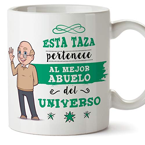 MUGFFINS Taza Abuelo - Esta Taza Pertenece al Mejor Abuelo del Universo - Taza Desayuno/Idea Regalo Original/Día del Padre para Abuelitos. Cerámica 350 mL MUGFFINS Taza Abuelo - Esta Taza Pertenece al Mejor Abuelo del Universo - Taza Desayuno/Idea Regalo Original/Día del Padre para Abuelitos. Cerámica 350 mL