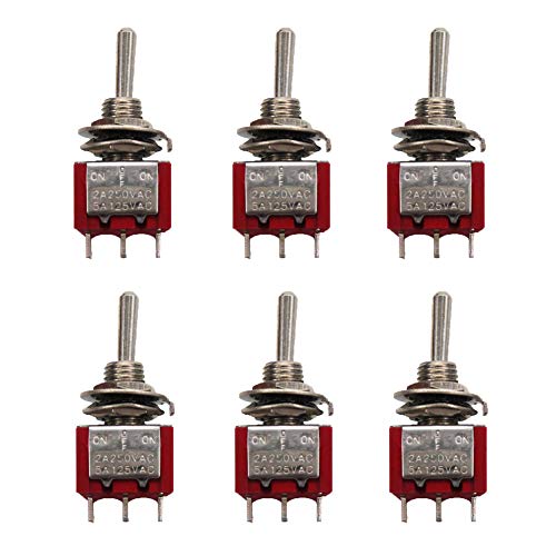 mxuteuk MTS-123 3 Terminal 3 Posiciones SPDT Mini interruptor de palanca en miniatura momentáneo para salpicadero de coche (ON)/OFF/(ON) 5A 125V 2A 250V