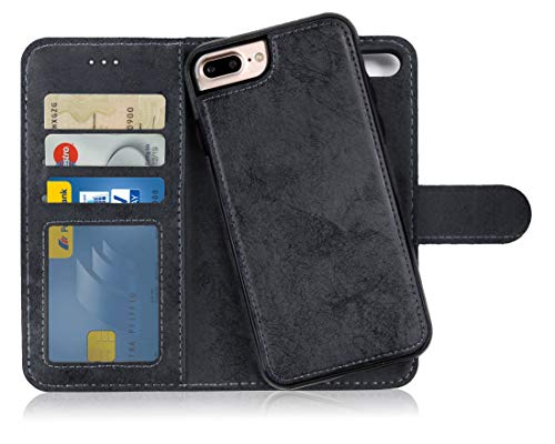 MyGadget Funda Flip Case con Tapa 2 en 1 para Apple iPhone 7 Plus / 8 Plus en Cuero PU - Carcasa Cerrada con Soporte - Cubierta Magnética Separable - Negro MyGadget Funda Flip Case con Tapa 2 en 1 para Apple iPhone 7 Plus / 8 Plus en Cuero PU - Carcasa Cerrada con Soporte - Cubierta Magnética Separable - Negro