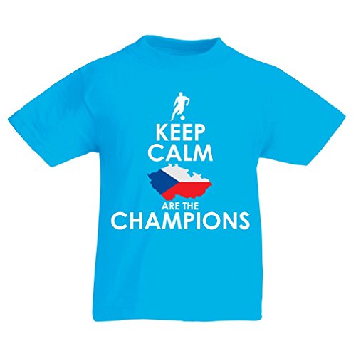 N4496K La Camiseta de los niños Czechs Are The Champions (14-15 Years Azul Claro Multicolor)