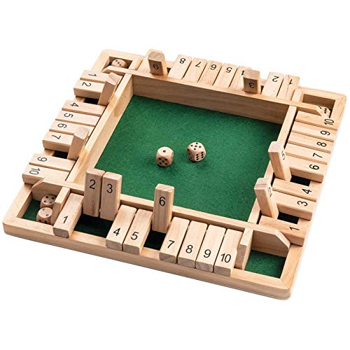N\A Wooden Board Games Classic Family Math Game, 4-Player Shut The Box Wooden Table Game Classic Dice Board Toy for Family Party