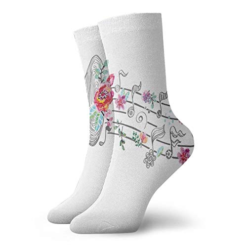 Neutral fun novelty short socks,Vintage Style Gramophone Record Player With Floral Ornament Blossom Antique,Fashion breathable socks for Men and Women