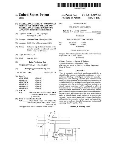 Neutral pole current transformer module for circuit breaker and neutral pole current detecting apparatus for circuit breaker: United States Patent 9810719 (English Edition)