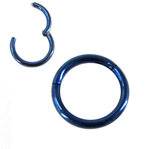 NewkeepsR 12G 10mm (3/8'') Azul Oscuro 316L Steel Nose Hoop Ring Stud Sleeper Pendientes Bisagra sin Costuras Segmento Helix Daith Cartilage Labio Piercing