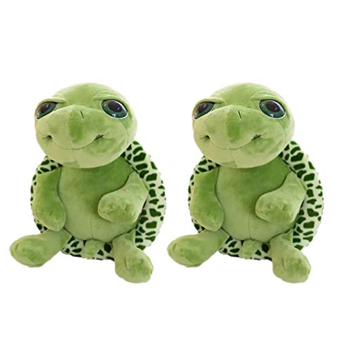 NUOBESTY Juguete de Peluche de Tortuga Juguete de Peluche Animal de Ojo Grande Juguete de Muñeca de Dibujos Animados Suave para Cumpleaños Niños Regalo de Niños (18 Cm Verde) 2 Piezas