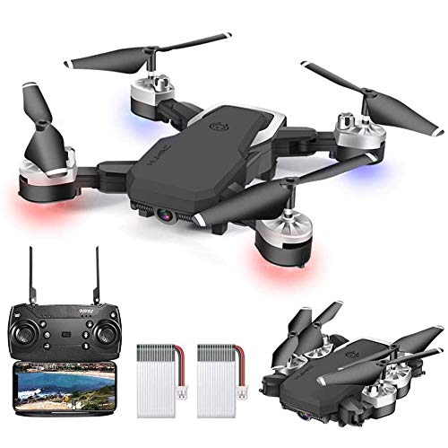 OBEST Dron con Cámara, 1080P HD, Cuadricóptero Plegable por APP WiFi or Control Remoto, 3 Modos de Velocidad, Modo sin Cabeza, Foto Gestual, Regreso con un Solo Botón, 3D Flip, 2 Baterías, Negro