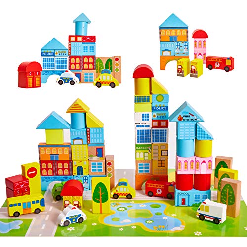 Onshine Bloques Madera Construccion Niños Puzzle Montessori Juguetes Infantiles Coche Hospital Banco Juego Educativo Regalo para Niños Niña Infantiles Onshine Bloques Madera Construccion Niños Puzzle Montessori Juguetes Infantiles Coche Hospital Banco Juego Educativo Regalo para Niños Niña Infantiles