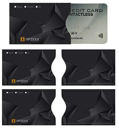 OPTEXX - 5 Fundas RFID para Tarjetas de crédito, Tarjetas de Identidad, Bloqueo Seguro de Chips por Radio