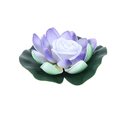 OSALADI - Farol de loto con flor de loto y luz LED de loto (17 cm), color lila