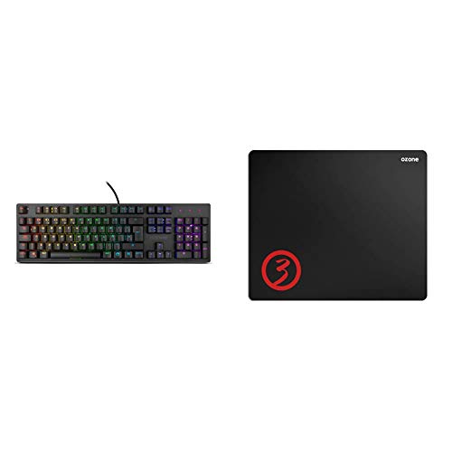 Ozone Gaming Teclado Alliance Híbrido Mecanico Keyboard Gamer Silencioso, Numerico, Layout Español + Alfombrilla Ground Level S Diseño Gamer Tamaño Pequeño