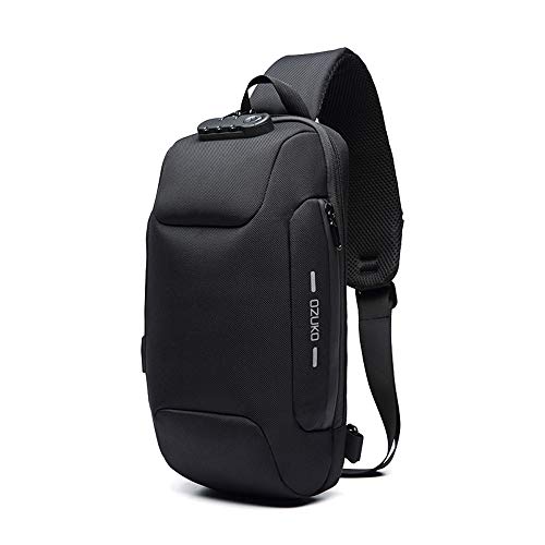 OZUKO Casual Sling Bag, Mochila de Hombro Bolsas de Hombro Impermeable Crossbody Bolsa Sling Pecho Bolsas, Hombres Sport Fitness Chest Bag con Puerto de Carga USB (Negro) OZUKO Casual Sling Bag, Mochila de Hombro Bolsas de Hombro Impermeable Crossbody Bolsa Sling Pecho Bolsas, Hombres Sport Fitness Chest Bag con Puerto de Carga USB (Negro)