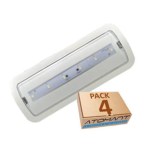 Pack 4x Luz de Emergencia LED empotrable o superficie 3W, 200 lumenes, 3 Horas de Autonomía Blanco Frío 6500K Pack 4x Luz de Emergencia LED empotrable o superficie 3W, 200 lumenes, 3 Horas de Autonomía Blanco Frío 6500K