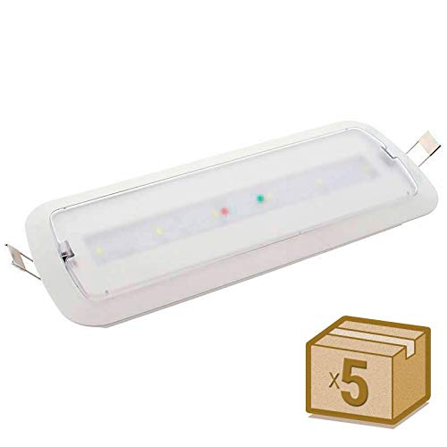Pack 5 unidades Luz Emergencia LED NICELUX PRO 3W, 200 lumenes. Permanente - No permanente. 3 Horas de Autonomía Blanco Frío 6000K. Instalación de Superficie y Empotrable Pack 5 unidades Luz Emergencia LED NICELUX PRO 3W, 200 lumenes. Permanente - No permanente. 3 Horas de Autonomía Blanco Frío 6000K. Instalación de Superficie y Empotrable