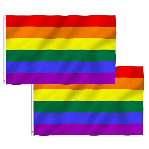 Pack de 2 banderas del orgullo gay Aboat, arco iris, 150 x 90 cm