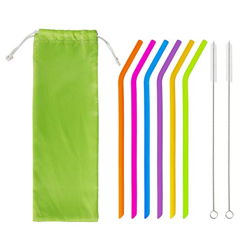 Pajitas de Silicona Reutilizables Plegable Ecológico Sin BPA Pajas de Beber con 2 Cepillos de Limpieza para Bebidas Frías Juice Coffee Cóctel para Adultos y Niño 6 Piezas Pajitas de Silicona Reutilizables Plegable Ecológico Sin BPA Pajas de Beber con 2 Cepillos de Limpieza para Bebidas Frías Juice Coffee Cóctel para Adultos y Niño 6 Piezas