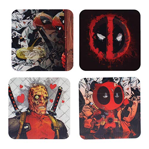 Paladone Deadpool - Posavasos lenticular, 4 Unidades, Producto con Licencia Oficial, Amigos, Familia, cumpleaños o Navidad, Multicolor, Aprox. 8,8 x 8,8 cm Paladone Deadpool - Posavasos lenticular, 4 Unidades, Producto con Licencia Oficial, Amigos, Familia, cumpleaños o Navidad, Multicolor, Aprox. 8,8 x 8,8 cm