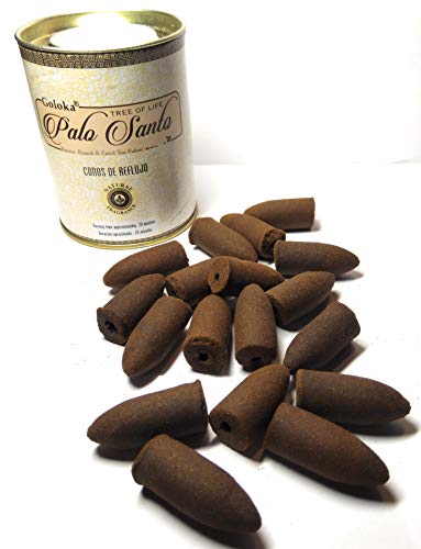 palo santo conos de reflujo de Goloka, 18 unidaded grandes en una lata de diseño de cartón y metal, 20 minutos de duración aprox. palo santo conos de reflujo de Goloka, 18 unidaded grandes en una lata de diseño de cartón y metal, 20 minutos de duración aprox.