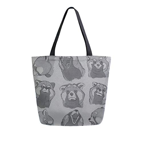Panda Racoon - Bolsa de lona para la compra, lavable, reutilizable, para alimentos, compras, viajes, pícnic, escuela