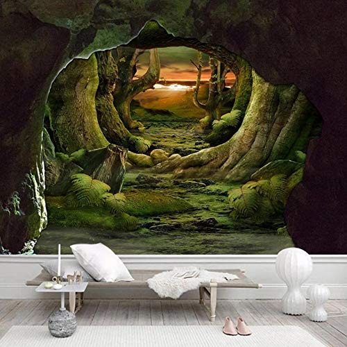 Papel de pared fotográfico personalizado Retro cueva árbol primigenio bosque 3D espacio gran mural sala de estar dormitorio pintura de pared decoración del hogar 140x100cm