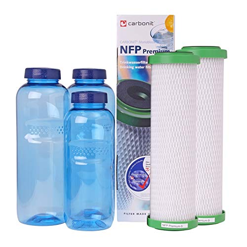Paquete familiar de nfp-premium-9 de carbono filtros de agua potable con 3 x botellas de TRITAN sin BPA