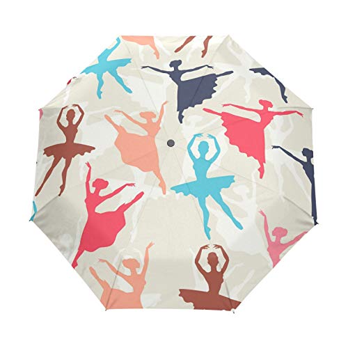 Paraguas de Viaje pequeño a Prueba de Viento al Aire Libre Lluvia Sol UV Auto Compacto 3 Pliegues Cubierta de Paraguas - Danza de Ballet