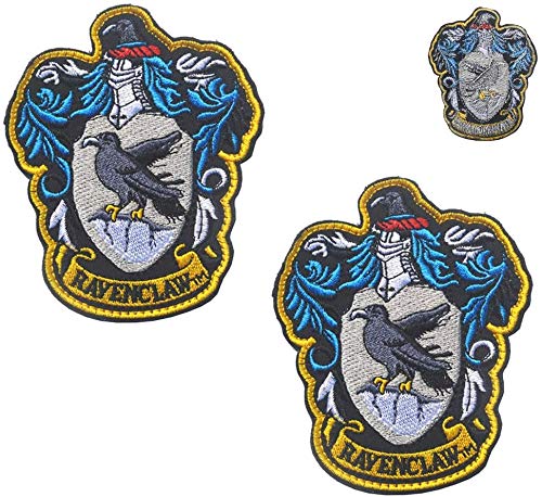 Parches bordados de Harry Potter de la casa de Ravenclaw Hogwarts a todo color, parche táctico militar morale emblema, insignia para abrigo, chaqueta, sombrero, mochila, 10 x 8 cm, 2 unidades