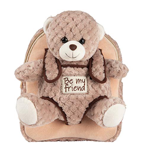 PERLETTI - Mochila Infantil Grande de Oso Beige de Peluche - Bolso para Niños Niñas 3 4 5 Años con Muñeco Extraíble para Escuela Guarderia Viaje - Bolsa Escolar Suave - 21x27x9 cm (Oso Marrón) PERLETTI - Mochila Infantil Grande de Oso Beige de Peluche - Bolso para Niños Niñas 3 4 5 Años con Muñeco Extraíble para Escuela Guarderia Viaje - Bolsa Escolar Suave - 21x27x9 cm (Oso Marrón)