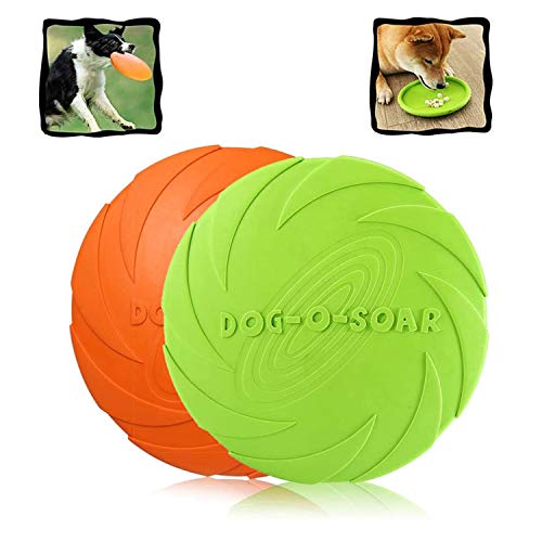 Perros interactivos Frisbee,2 Pcs Frisbee Perro,Juguete de disco volador para perro,Para Adiestramiento de Perros Juguetes de Tiro, Captura y Juego