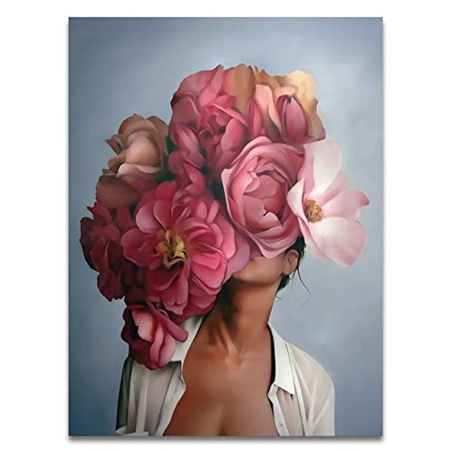 Pintura al óleo por números de flores y mujeres pintura de bricolaje por números sobre lienzo decoración del hogar pintura digital sin marco A12 50x65cm