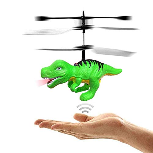 Pkjskh RC Helicóptero dinosaurio de juguete Mini control remoto y manual dinosaurio de juguete del helicóptero Tyrannosaurus Quad-rotor de control remoto Inducción luz de flotación del juguete volando