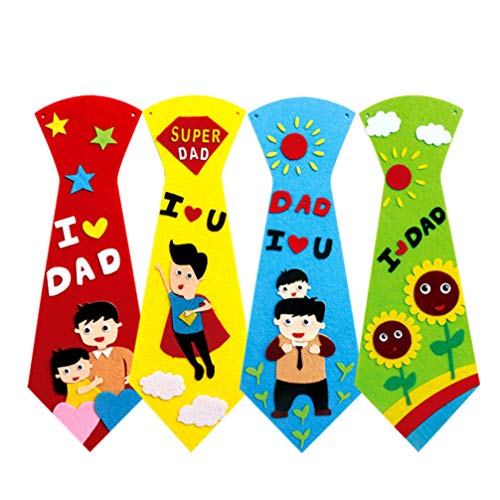 PRETYZOOM Divertido Corbata Manualidades para Papá Manualidades Kit de Costura Diy Corbata Kits de Costura para Niños Regalo de Cumpleaños para Padres Principiantes 4 Juegos (Color Aleatorio)