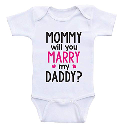 qidushop Proposal - Mameluco para bebé con texto "Mommy Will You Marry My Daddy"