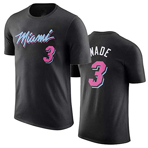QKJD NBA Baloncesto Uniformes Camiseta de Baloncesto Wade Miami Heat City Edition No. 3 Jersey Traje de Entrenamiento Deportivo Transpirable y Absorbente de Sudor A-L
