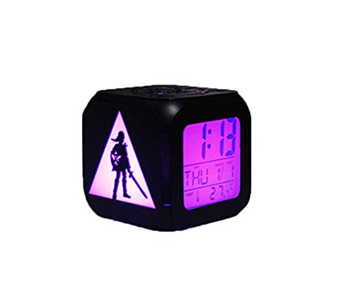 QMMCK Despertador 3D Legend Luz De Noche LED Silenciosa Reloj Despertador Electrónico De Siete Colores Creativo Zelda -USB De Carga