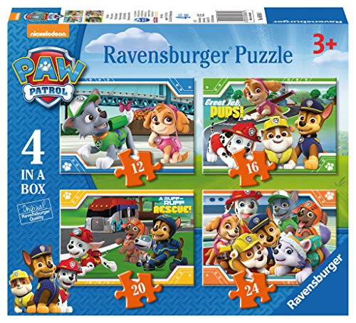 Ravensburger 4 Puzles Patrulla Canina en una Caja (12, 16, 20, 24 Piezas)