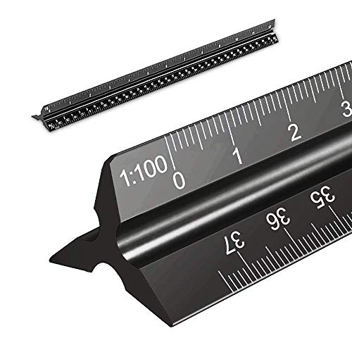 Regla de escala de metal, regla triangular de aluminio para arquitectos e ingenieros, regla de aluminio sólido de 30 cm, regla de aluminio macizo: 1:100,1:200,1:250,1:300,1:400,1:500(negro) Regla de escala de metal, regla triangular de aluminio para arquitectos e ingenieros, regla de aluminio sólido de 30 cm, regla de aluminio macizo: 1:100,1:200,1:250,1:300,1:400,1:500(negro)