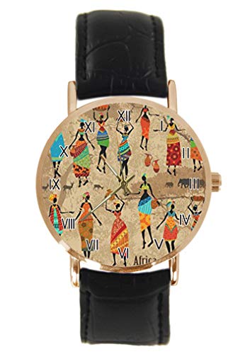 Reloj de Pulsera para Mujer India, Estilo Tribal, clásico, Unisex, analógico, de Cuarzo, de Acero Inoxidable, con Correa de Piel