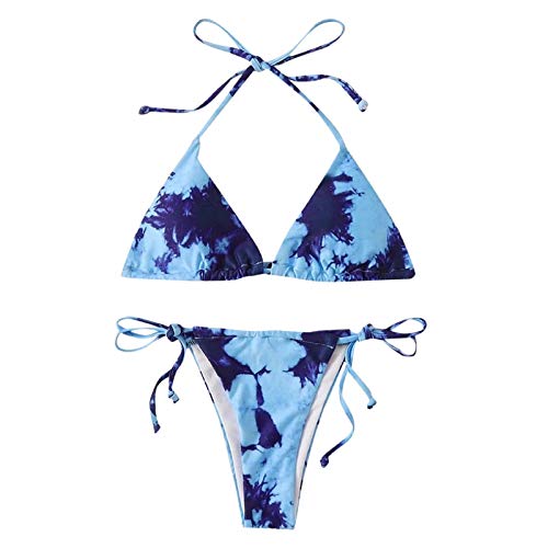 Resplend Traje de Bikini Estampado Tie-Dye Damas Sexy Correas Tankini Traje de baño de Tanga con Tiras de Cintura Baja Resplend Traje de Bikini Estampado Tie-Dye Damas Sexy Correas Tankini Traje de baño de Tanga con Tiras de Cintura Baja