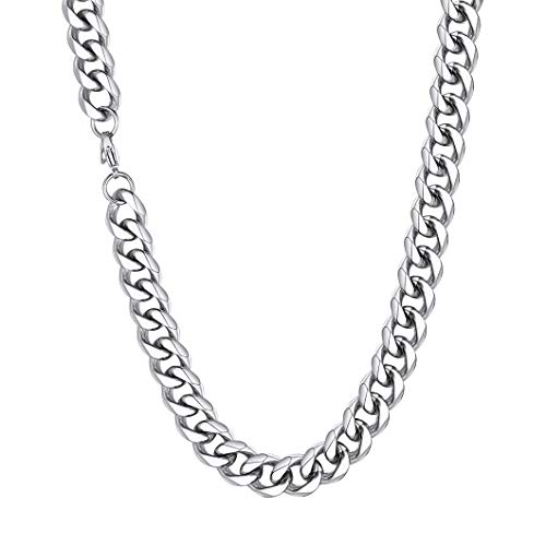 Richsteel Cadena para Hombre Gruesa Collar 12mm Ancho 55cm Largo Cadenas de Acero Necklace Men, Gratis Caja de Regalo