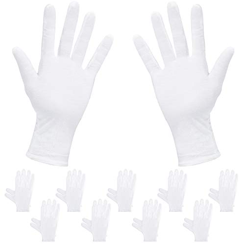 Rovtop 10 Pares Guantes de Tela de Algodón - Guantes Hidratantes Blancos de Algodón para Inspeccionar Joyas, Humectantes para Manos Secas y Trabajo Diario(XL, 9.8 Pulgadas) Rovtop 10 Pares Guantes de Tela de Algodón - Guantes Hidratantes Blancos de Algodón para Inspeccionar Joyas, Humectantes para Manos Secas y Trabajo Diario(XL, 9.8 Pulgadas)
